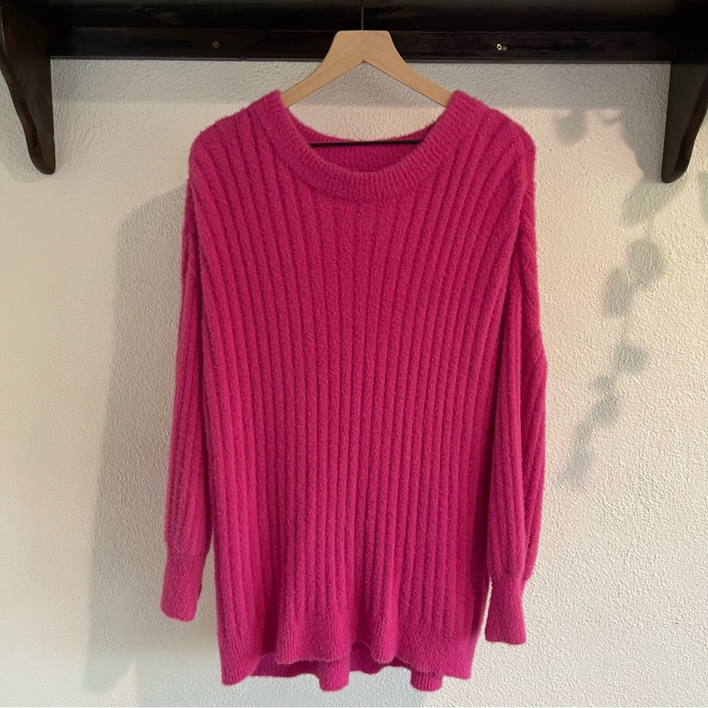 Aerie Fuzzy Pullover Sweater Hot Pink XS